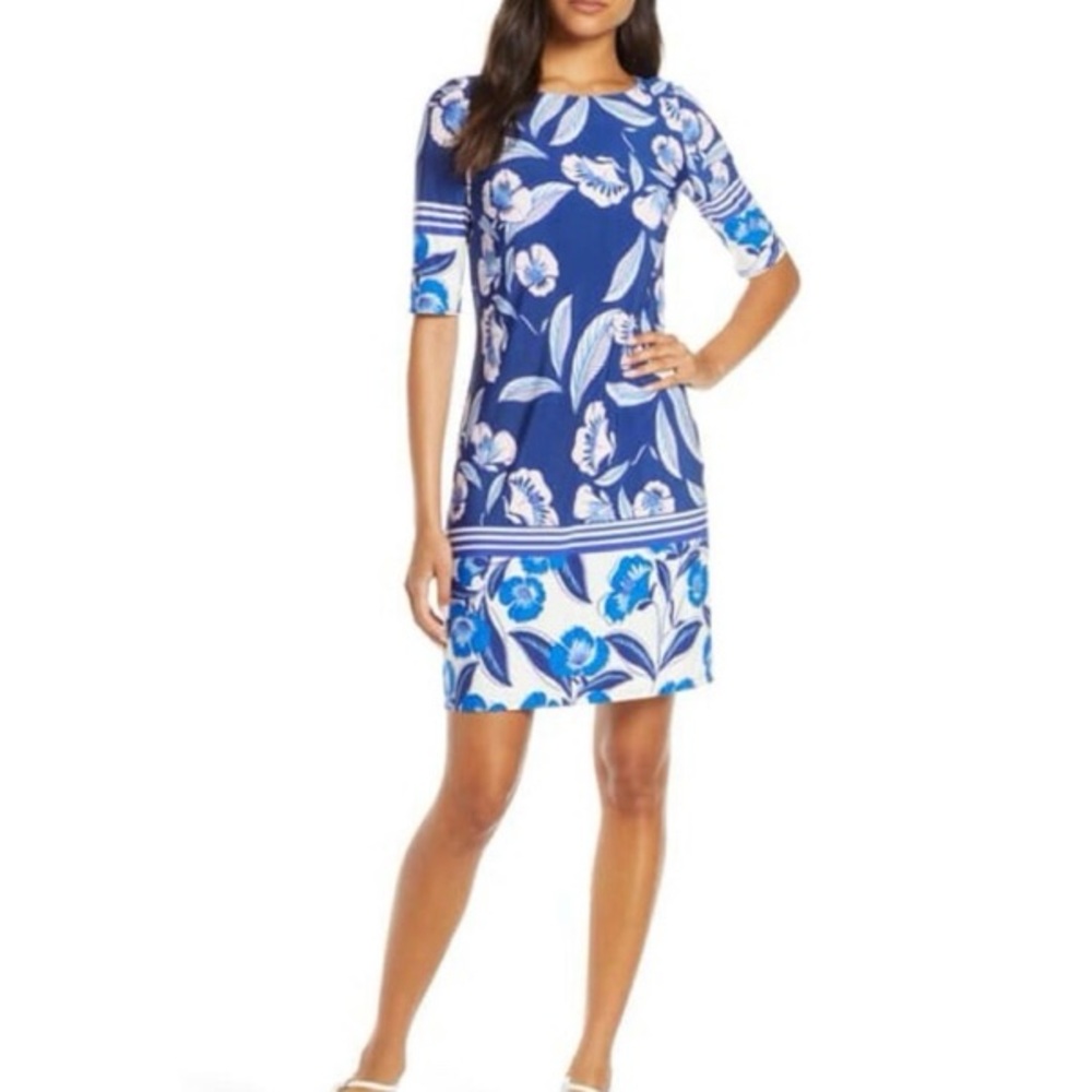Eliza J Floral‎ Elbow Sleeve Floral Shift Dress